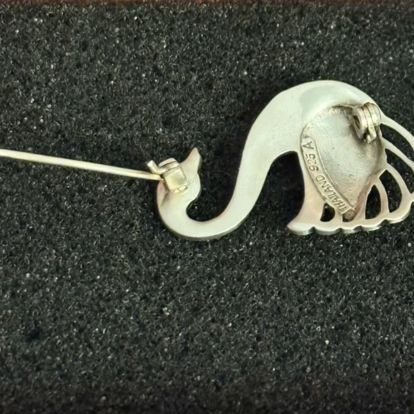 Sterling Silver‎ Swan Brooch with Marcasite Stones Thailand - Picture 9 of 9